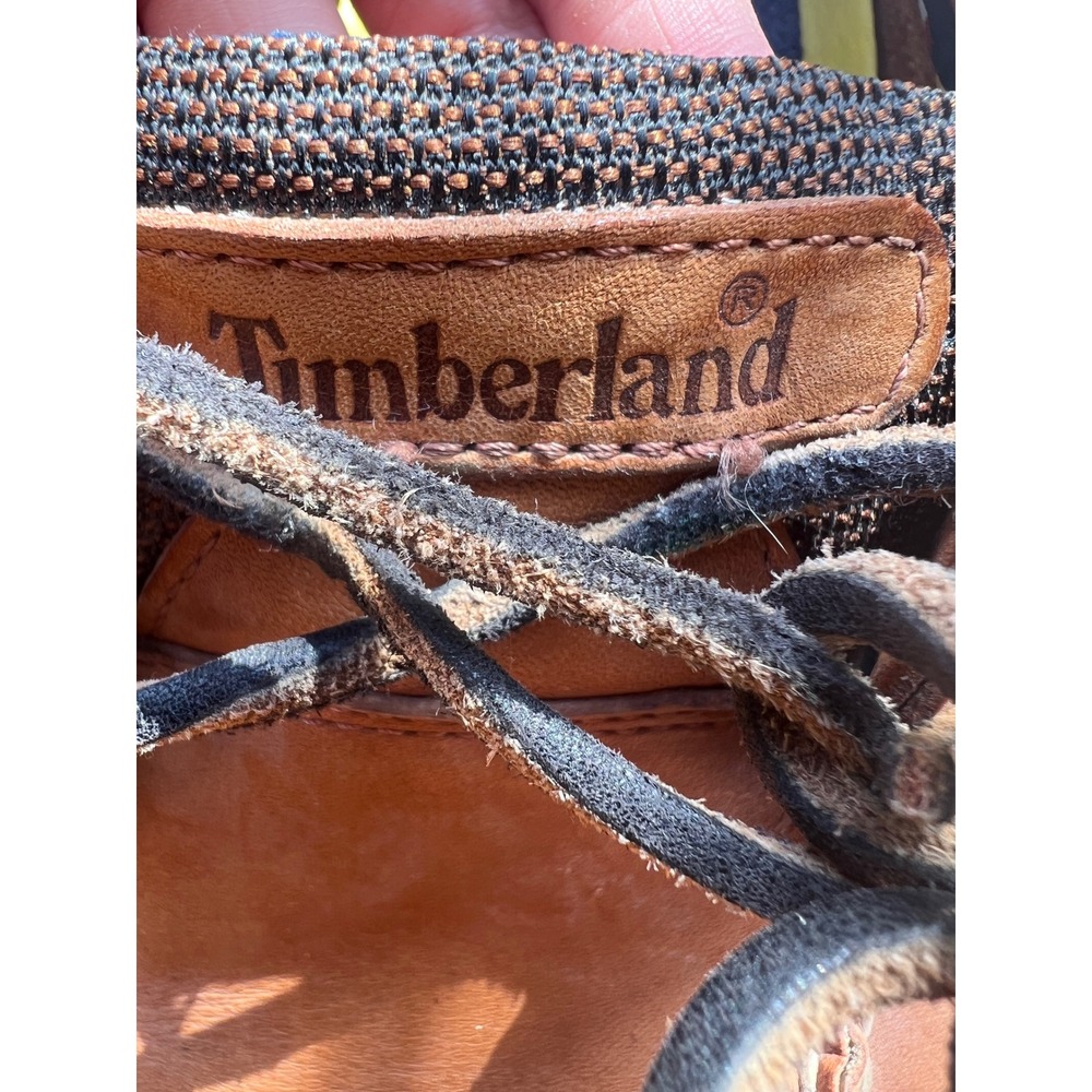 Timberland Mens Tan Brown Leather Boat Shoes Nautical Signal Flag Loafers - Picture 8 of 9